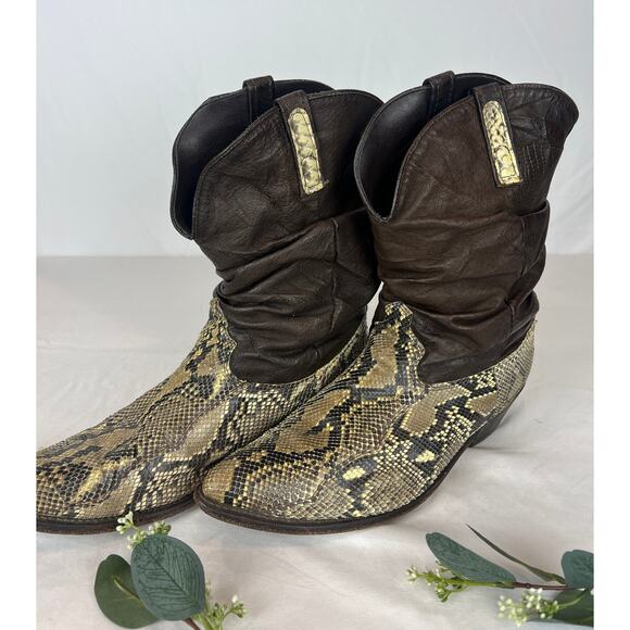 Dingo Western Python Snakeskin Slouch Boots – Men’s Size 12 - Picture 2 of 2